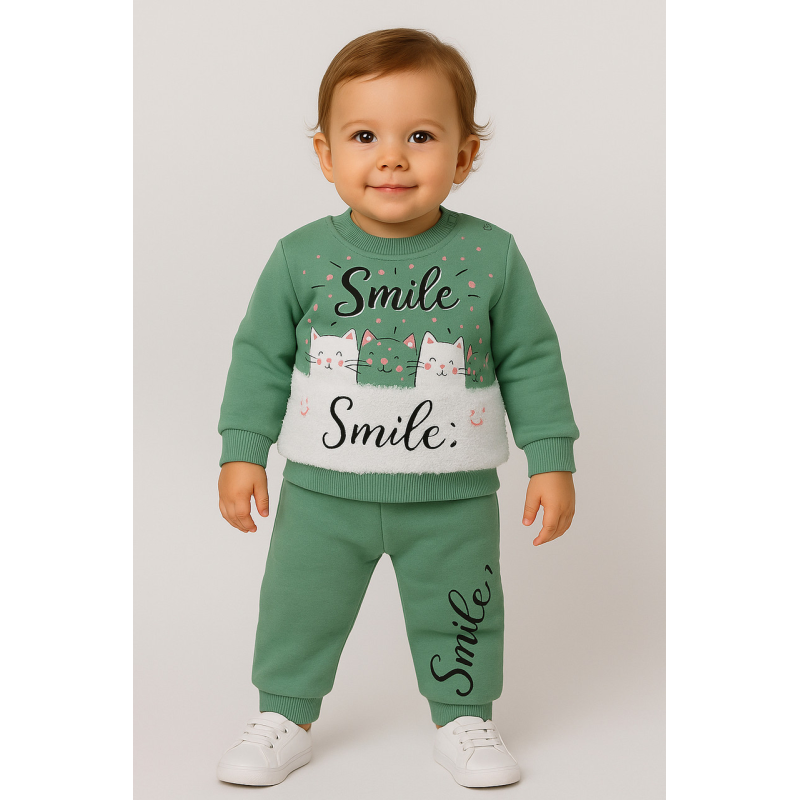 Теплий дитячий костюм для дівчинки “Smile” — р. 68, 80