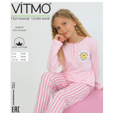 Піжама для дівчинки VITMO Alright — ніжна рожева піжама з 100% бавовни 122
