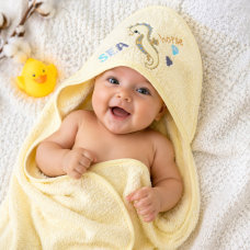 Дитячий рушник-куточок з капюшоном для немовляти після купання RAMEL KIDS