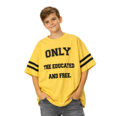 Футболка оверсайз для хлопчика «Only The Educated And Free», жовта 152