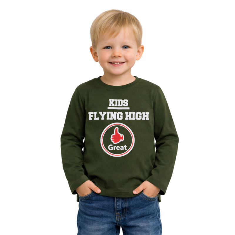 Дитячий лонгслів KIDS FLYING HIGH для хлопчика (хакі, р.110)